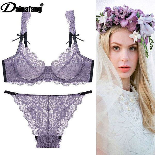 2020 Nuovo Set di reggiseni sexy con ferretto Taglia 34/75 36/80 38/85 40/90 42/95 ABC Coppa imbottita Push Up Biancheria intima per donna Lingerie X0526