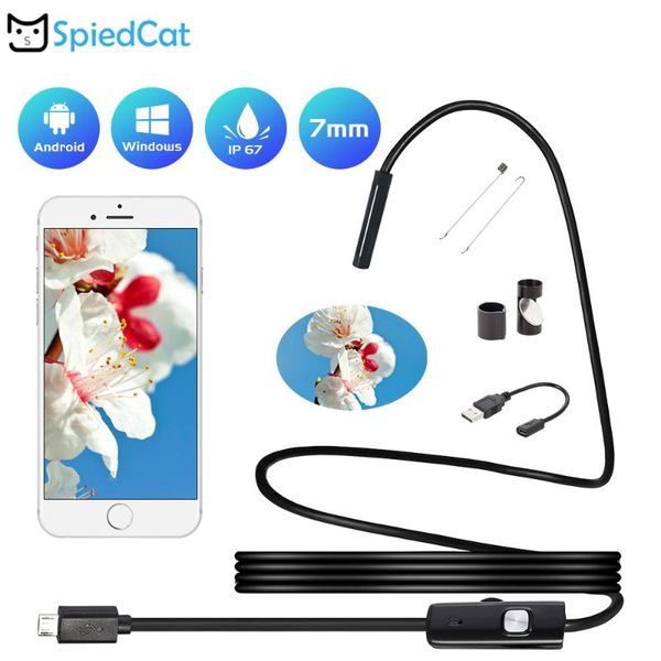 

mini cameras 7mm lens 1m 2m 3.5m soft cable microusb flexible borescope tube waterproof usb inspection video android pc
