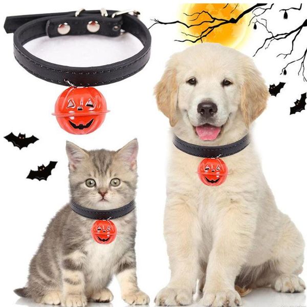 

dog collars & leashes halloween collar adjustable pumpkin bell puppy accessories cosplay costume for small cat