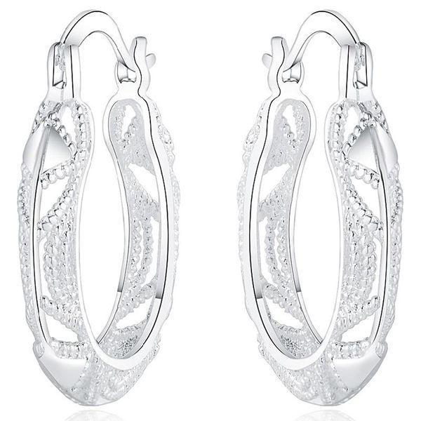 

hoop & huggie 925 sterling silver retro hollow flower 30mm earring for woman fashion party wedding engagement jewelry, Golden;silver