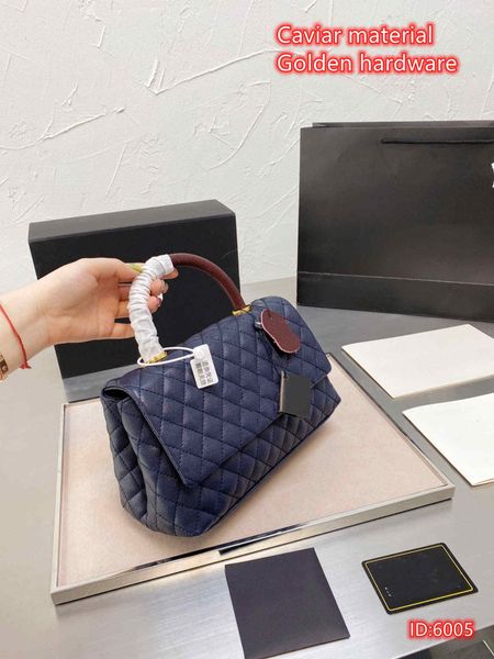 

women's new classic fashion luxury designer brand handle caviar cowhide leather golden hardware shoulder cross-body handbag 10