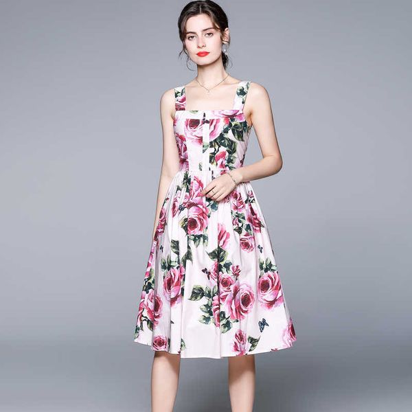 

women summer designer elegant print floral condole belt wedding party robe female vintage beach holiday dress vestidos 210525, Black;gray