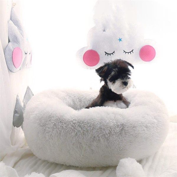 Super Soft Pet Bed Kennel Dog Round Cat Winter Warm Sacco a pelo Lungo peluche Cucciolo Cuscino Mat Forniture portatili Accessori 211025