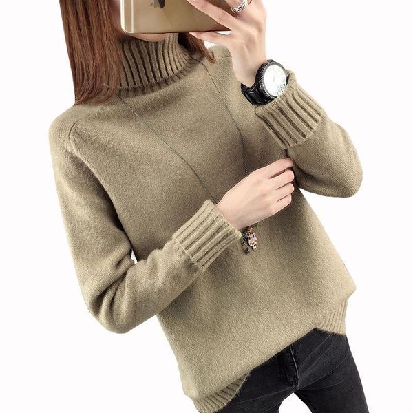 

women's sweaters women pullovers autumn turtlenect long sleeve black color casual warms knitting coat qh0630, White;black