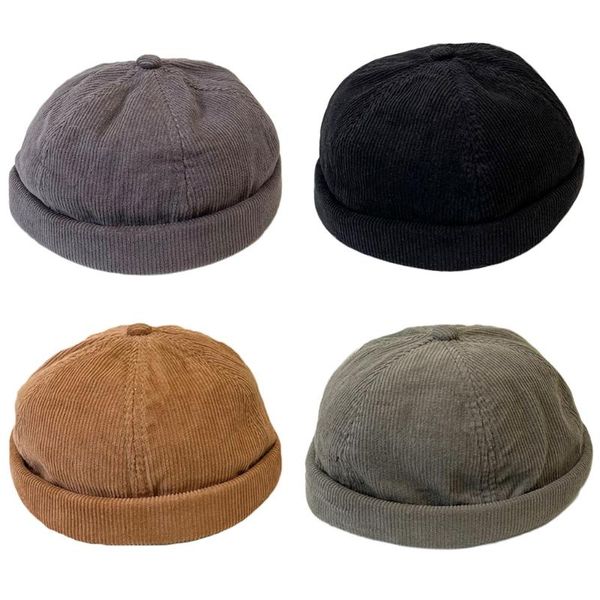 

beanie/skull caps n7mf retro corduroy brimless hat beanie sailor outdoor w/ adjustable worker, Blue;gray
