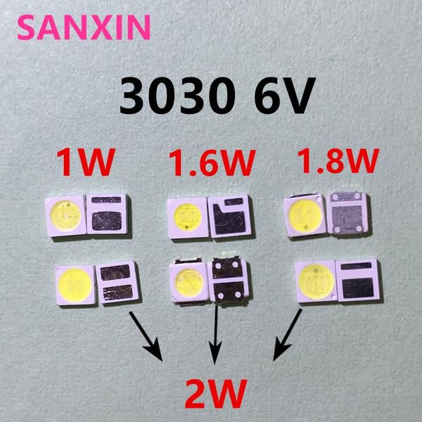 

light beads 500pcs 3030 backlight high power led double chips 1w 1.5w 2w 3v-3.6v 6v lextar jufei aot cool white pt30a66 tv