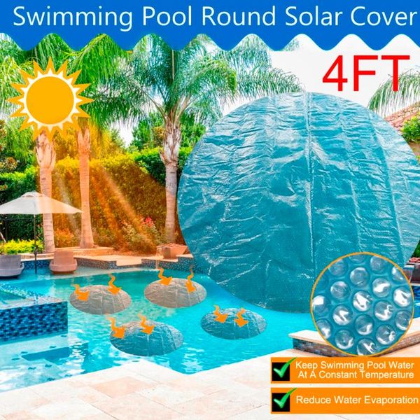 

pool & accessories swimming cover round blue anti-evaporation anti-corrosion insulation film 122x122cm