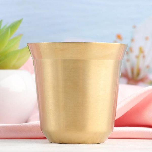 

water bottles stainless steel double-layer cups cup portable thermal insulated bottle anti-scald coffee mug (80ml golden)