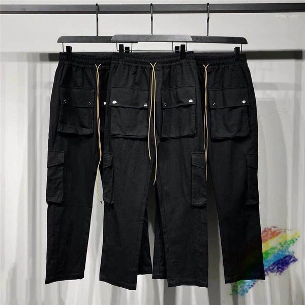 

2021black pants men women 1:1 quality cargo multifunctional flap pockets overalls men's, Black