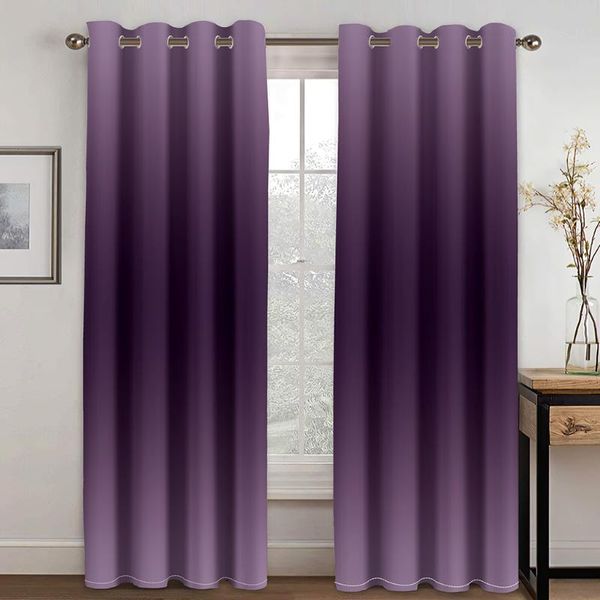 

curtain & drapes home black purple gradient printing essential bedroom living room shading cloth custom hook decorative