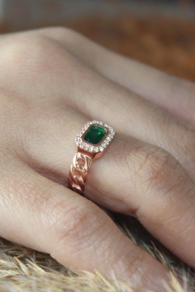 

cluster rings modern jewels design 925 sterling baget rose silver ring, Golden;silver