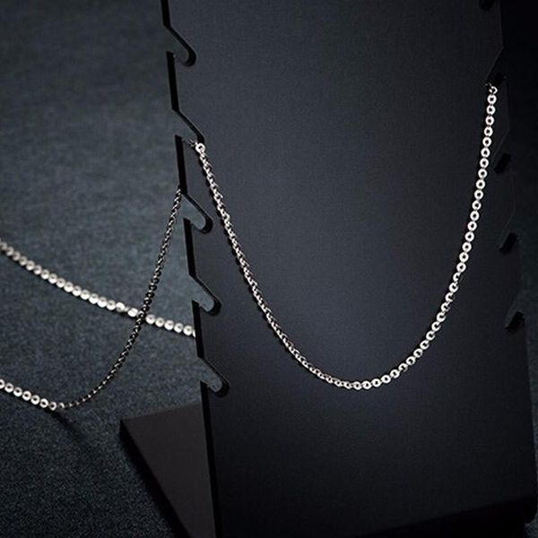 

chains 15 inch au750 18k white gold cable o chain necklace 1.04g, Silver