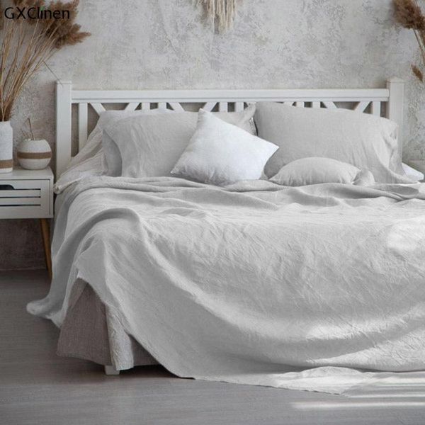 

sheets & sets 100% pure linen flat bed sheet nordic flax single queen size cover solid color linnen mattress bedsheet 1pc