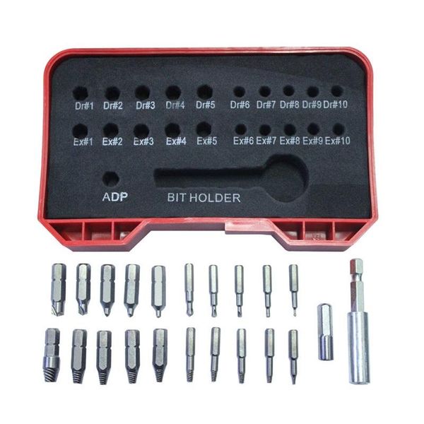 

professional drill bits 22pcs material damaged screw extractor guide set broken speed out easy bolt stud stripped remover tool