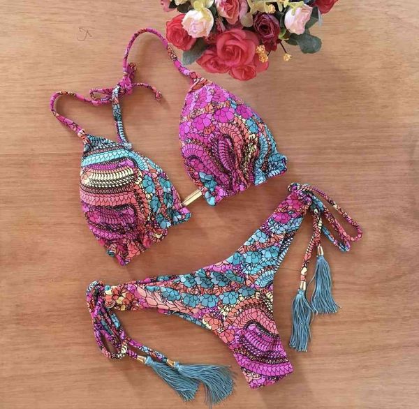 

Women' Bikini Swimwear 2021 Brazilian Split Printed Sexy Triangle, Mk01