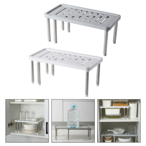 

hooks & rails 2pcs retractable rack kitchen storage household sundries organizer