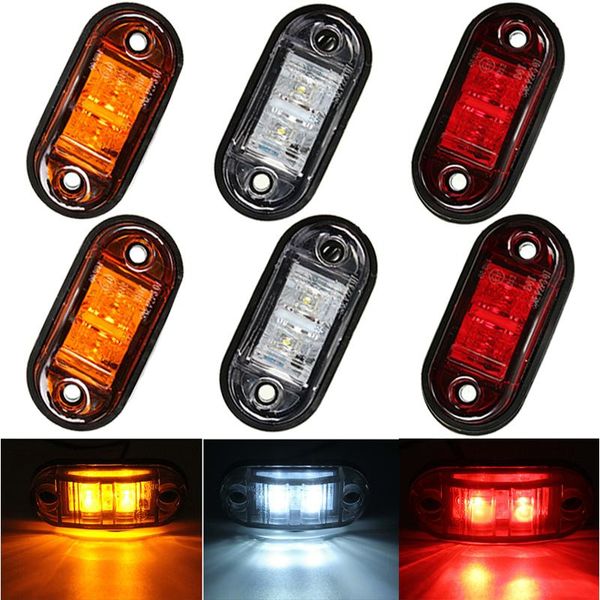 

emergency lights 2pcs amber warning light led diode oval clearance trailer truck white red side marker lamp 12v 24v accessories
