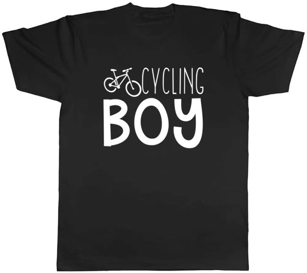 

cycling boy mens t-shirt tee, White;black