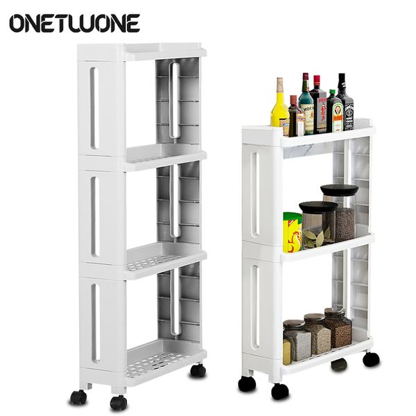 

kitchen storage rack for goods fridge side shef 2/3/4 ayer removabe with whees bathroom organizer shef gap hoder