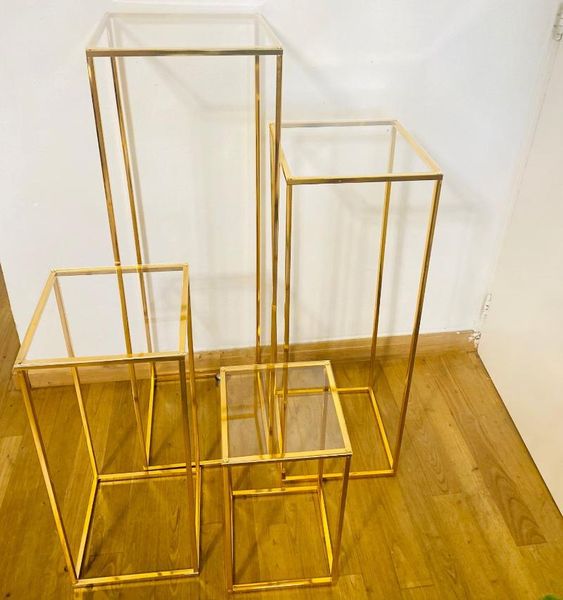 

wedding centerpiece gold-plated geometric flower stand home decoration shiny metal iron rectangle square frame backdrop party