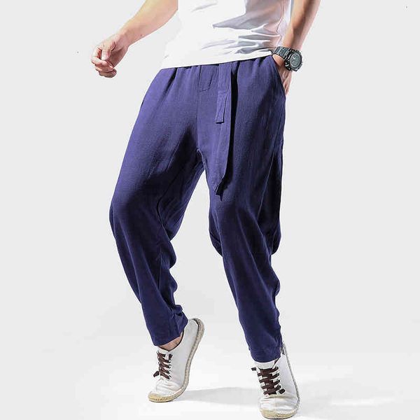 

men's pants hip hop cotton linen harem women plus size breathable loose casual trousers streetwear 6xvp, Black