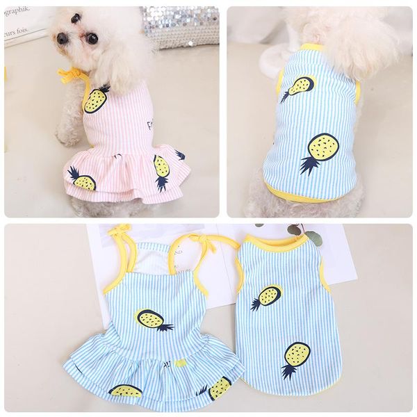 

dog apparel yoolook stripe dogs clothes 2021 sweet for small medium summer pets skirt printing ropa para perros
