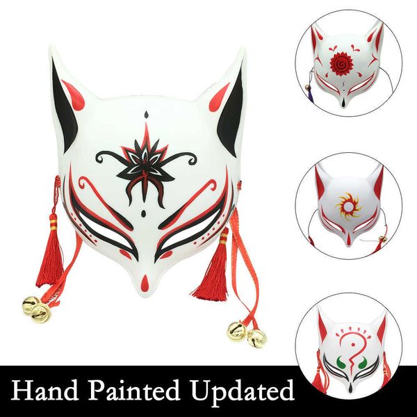 Mão pintada kitsune grande raposa máscara para cosplay, japonês kabuki máscaras tradicional halloween