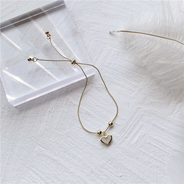 

girl fashion simple heart adjustable charm bracelets for female korean version hand jewelry lovely students girls party gifts, Golden;silver