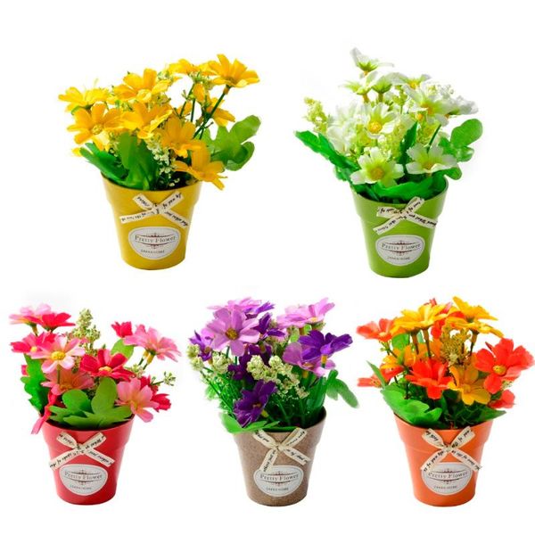 

chrysanthemum fake flower with plastic vase bonsai artificial flowers for wedding party garden farmhouse decoration decorative & wreaths