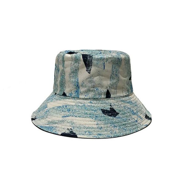 

cloches bucket hat man women outdoor sports hip hop cap boat print graffiti double side summer fishing sun panama for est hats, Blue;gray