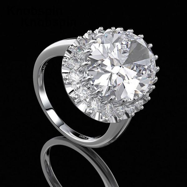 

knobspin 100% 925 sterling silver flower high carbon diamond engagement rings for women sparkling party fine jewelry wholesale cluster, Golden;silver