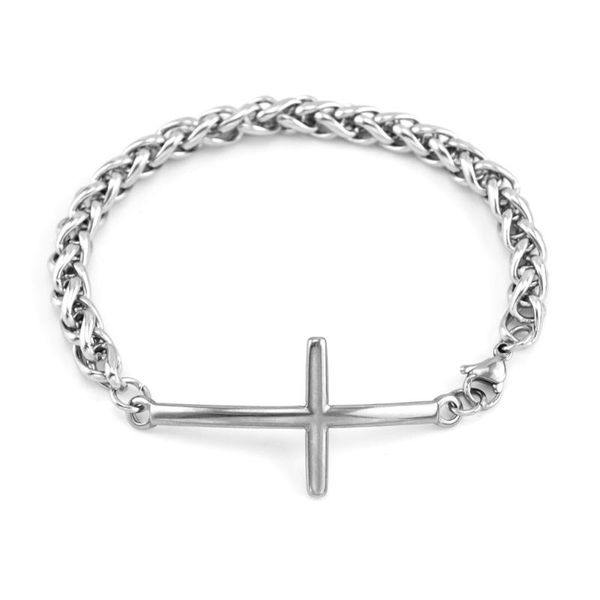 

charm bracelets simsimi cross 4/5/6mm link braided pulseira masculina stainless steel bracelet bangle men gift 1pcs, Golden;silver