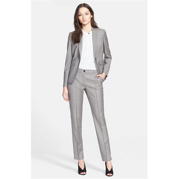 

women's suits & blazers women pant light gray 2 pieces sets ladies business formal long sleeve trouser suit designer (jacket+pants), White;black