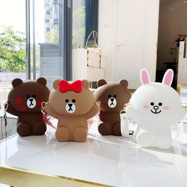 

drawstring 2021 purses and handbags cartoon silica gel shoulder bags zipper bucket with strap chain gift messenger for girls pouch
