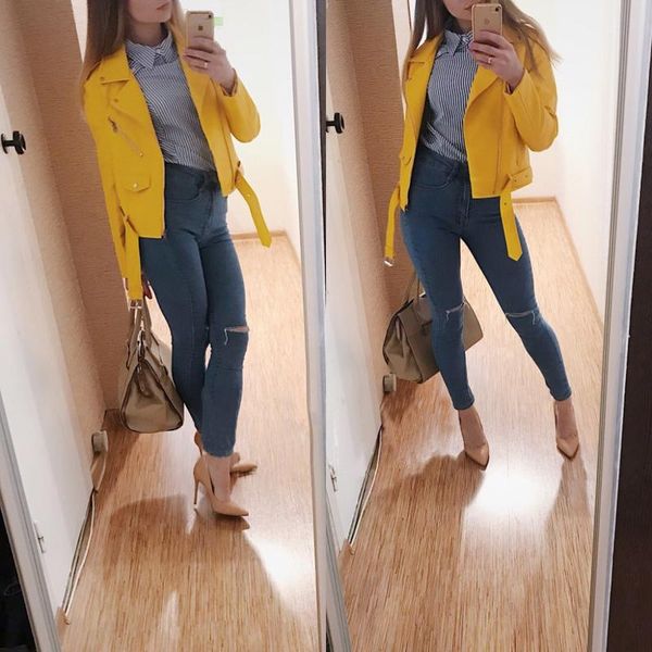

women's jackets 2021 spring autumn short faux soft leather jacket women fashion zipper motorcycle pu ladies basic street coat, Black;brown