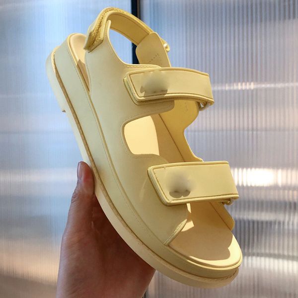 

summer luxury designer sandal shoe foam runner slides hook loop buckle womens shoes macaroni jelly low heels casual flat women sandals, Black