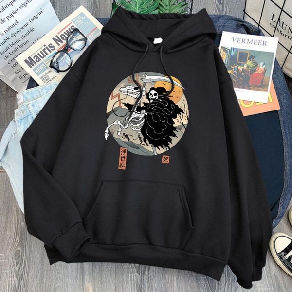 

men's hoodies & sweatshirts japan anime ukiyoe drucken mann casual lose fleece kleidung mode hip hop mit kapuze herren tasche harajuku, Black