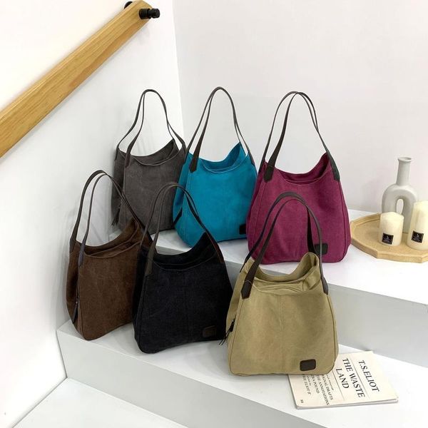 

evening bags canvas handbags 2021 fashion simple ladies retro literary casual bag portable shoulder women