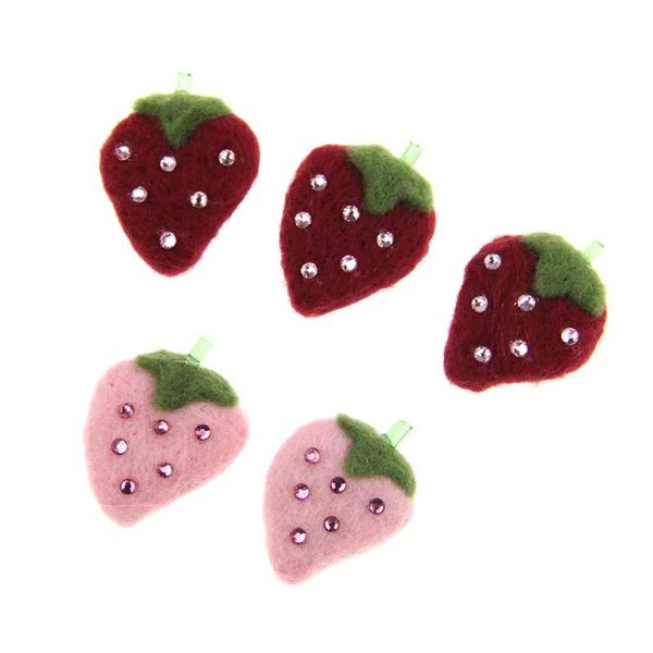 

hair clips & barrettes trendy 10pcs/lot bling rhinestone paved wool felt red pink strawberry patch stickers diy jewelry ornament accessories, Golden;silver