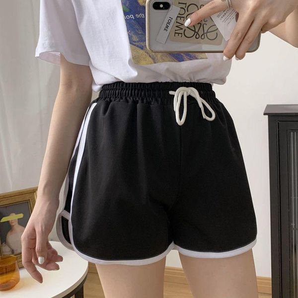 

women's shorts sports spring and summer 2021 wear running home pajamas leisure high waist loose anti light, White;black