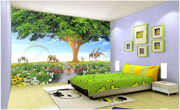 Papel de parede de fotos personalizadas para paredes 3d murais bonitos idosos Árvore Animal do mundo Quarto infantil jardim fundo wall papers decoração de casa