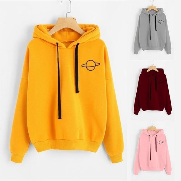 

women's hoodies & sweatshirts pattern print casual hooded pocket pullover women/men polyester harajuku female witner, Black