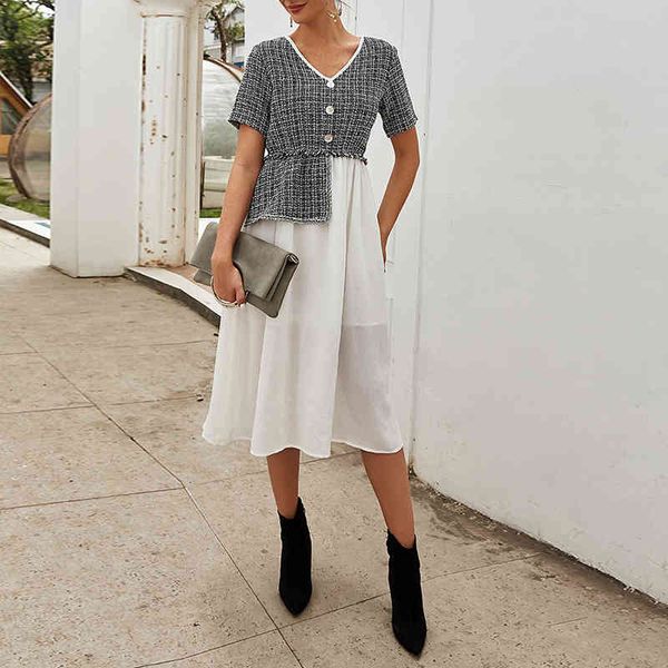 

dress ladies fashion shreds dressed with low-cut v-temper retro-fragrance dresses classic wl138, Black;gray