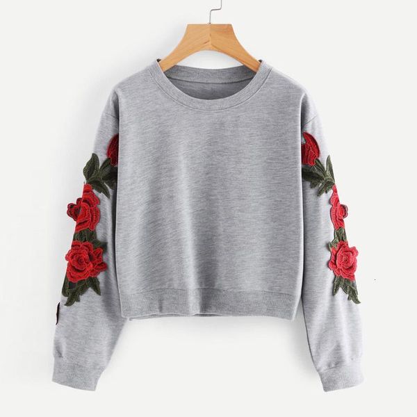 

women's hoodies & sweatshirts sweatshirt women o-neck long sleeve botanical floral print sleeve pullovers sweatshirt sudadera, Black