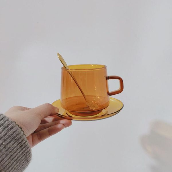 

cups & saucers japanese style creative vintage glass coffee cup and saucer set funny reuseable afternoon tea filizanki do kawy mug bd50cs