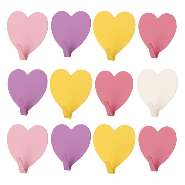 

pcs iron strong heart shaped adhesive hangers wall mounted hooks coat hook traceless hanger for bathroom kitchen (random col & racks