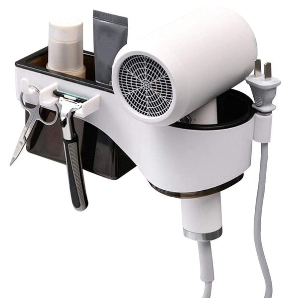 

hooks & rails adhesive hair dryer holder no drilling wall mount care styling tool organizer storage for blow curling wand straighte