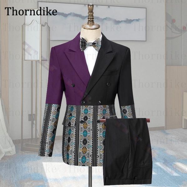 

thorndike 2 pcs groom party formal suit, custom made patchwork men suit,tailored groomsmen tuxedos,male blazers with pants 2021 men's s, White;black