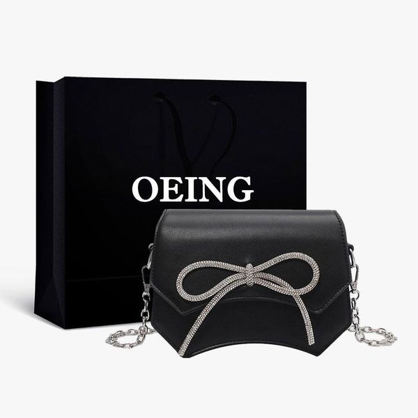 

evening bags bowknot bow-tie diamond shoulder chain women handbags leather luxury designer ladies purses elegant banquet cltuch