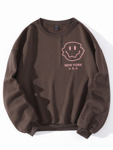 

letter & figure graphic drop shoulder pullover m6tf#, White;black
